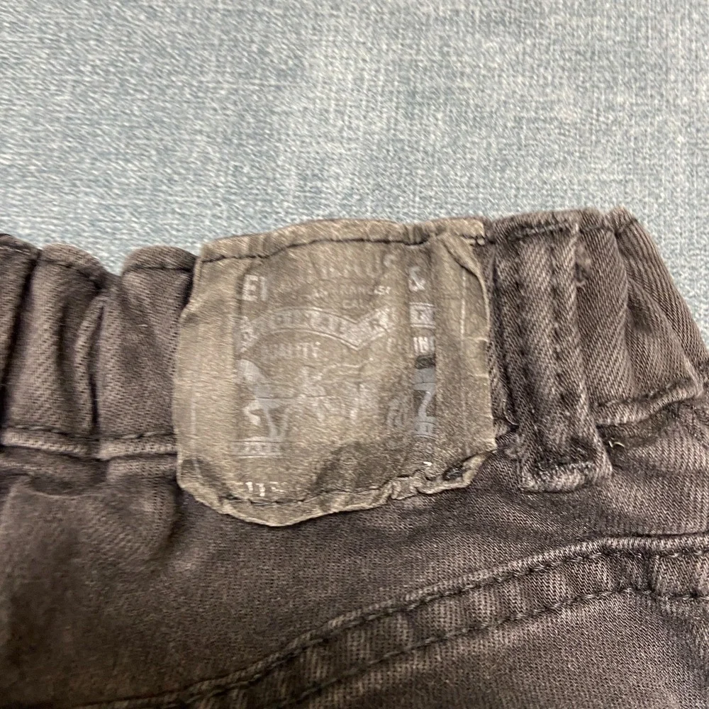 Levi's 511 Slim Fit Jeans Boys 7 Black Dark Wash Adjustable Waist Distressed.